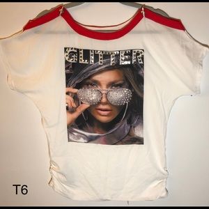 Women Glitter Graphics Tee